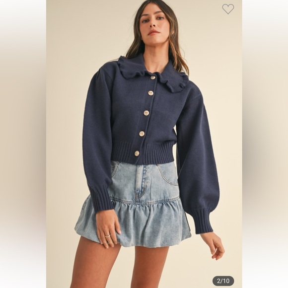 #99  COLLAR BUTTON DOWN CARDIGAN - Picture 2 of 14